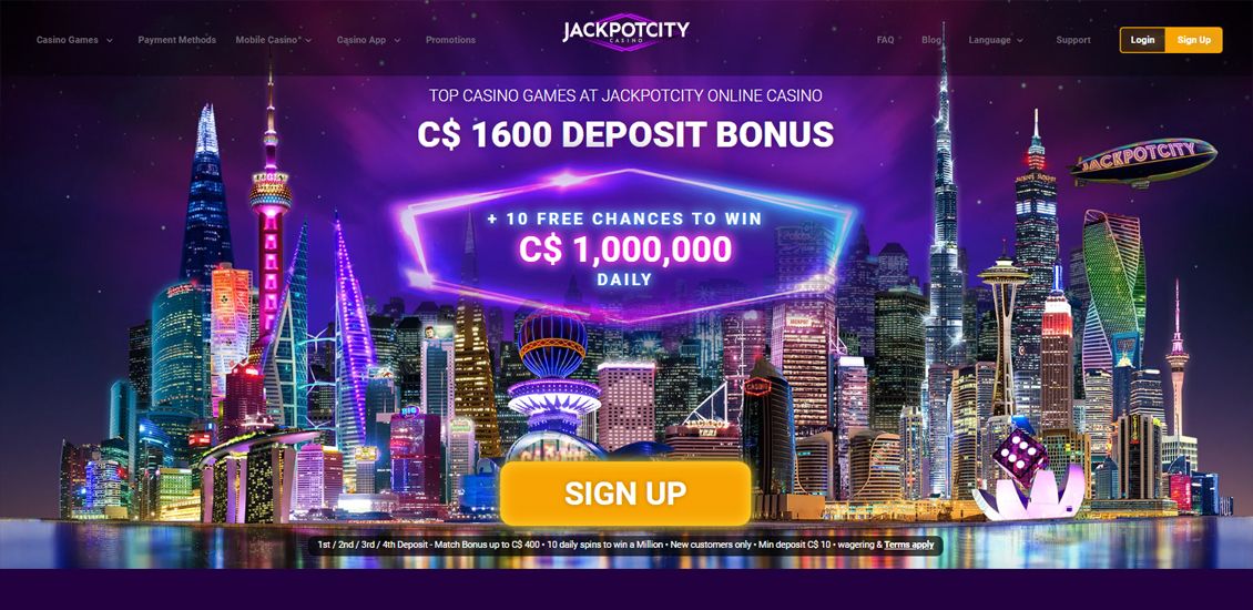 Screenshot of Jackpot City promotions